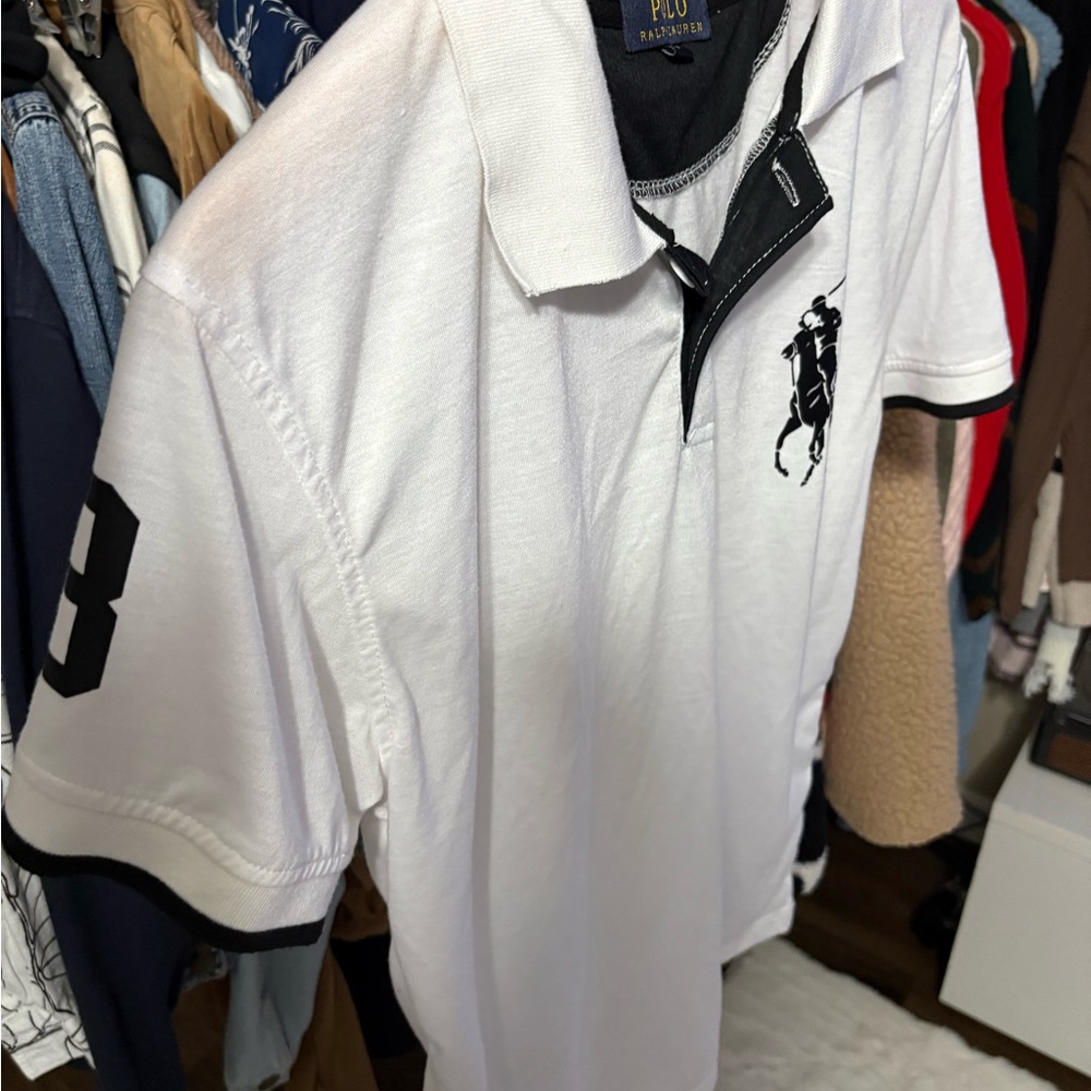 Men’s Polo Ralph Lauren White Polo Shirt & Shorts Set with Black Logos sze med - Picture 7 of 7